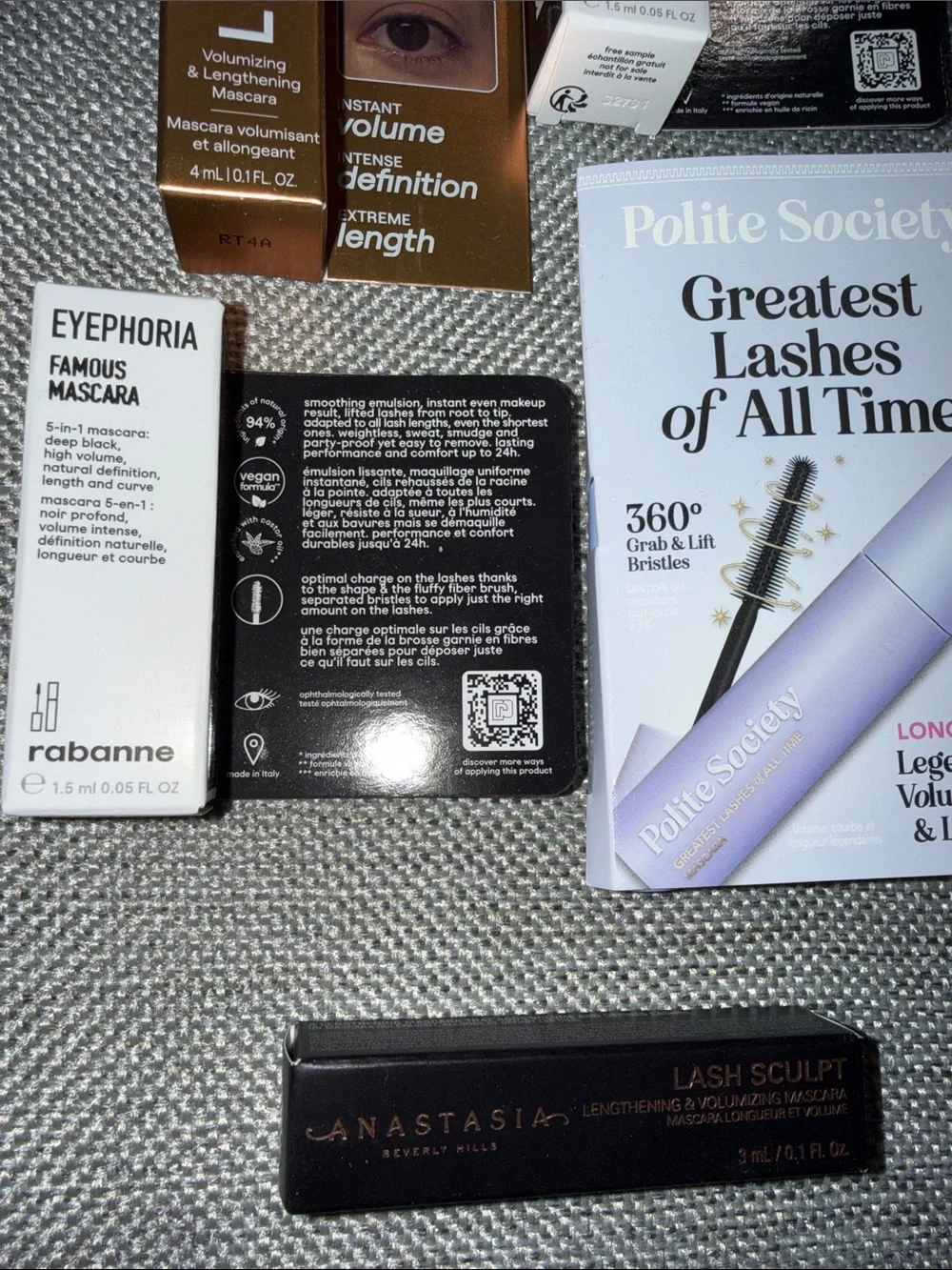 7 pc mixed designer brand new deluxe travel size mascara